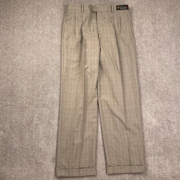 Luca Rossi Italia Suit Mens 42S 30W 30L Tan Plaid Superior 150s HighTech